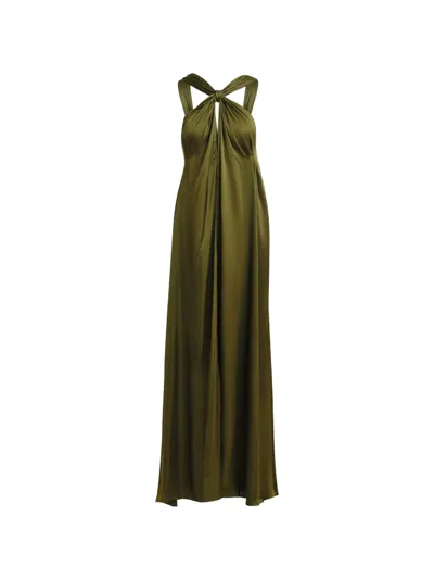 Essentiel Antwerp Knotted Halterneck Dress In Green