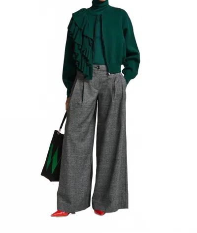Essentiel Antwerp Kodi Frill Sweater In Forest Whisper In Gray