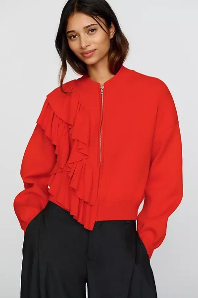 Essentiel Antwerp Kodi Zip Up Cardigan In Orange