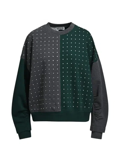 Essentiel Antwerp Koldi Rhinestone-embellished Sweatshirt In Green