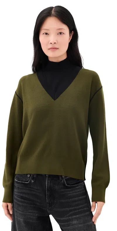 Essentiel Antwerp Koli Bicolor Knit Pullover Combo2 Dusty Green