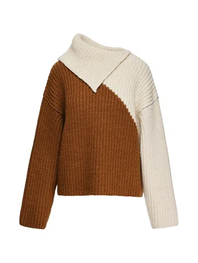 Essentiel Antwerp Kolorama Oversized-collar Sweater In Brown