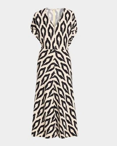 Essentiel Antwerp Komfortable Geometric Midi Dress In Black