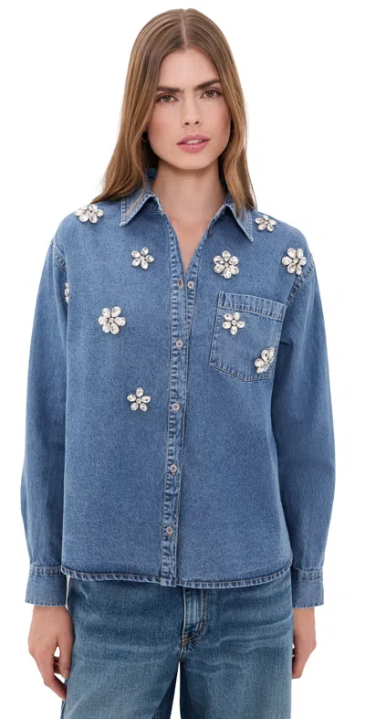 Essentiel Antwerp Konnection Rhinestone Shirt Aquamarine In Blue