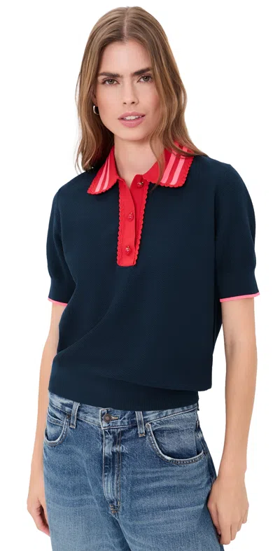 Essentiel Antwerp Kontrast Knitted Polo Combo4 Navy