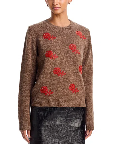 Essentiel Antwerp Korine Embroidered Pullover Sweater In Brown