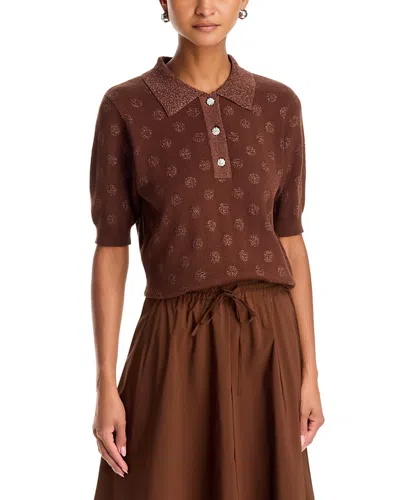 Essentiel Antwerp Krab Drab Dotted Polo Shirt In Brown