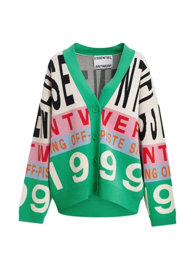 Essentiel Antwerp Kreezer Cardigan Mit Nummern In Grün
