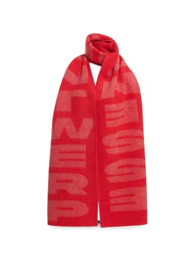 Essentiel Antwerp Krisis Logo-jacquard Knitted Scarf In Red