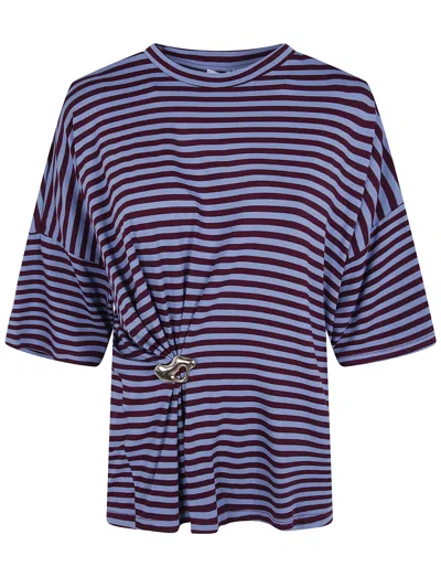Essentiel Antwerp Kriss Striped Brooch T-shirt In Blue