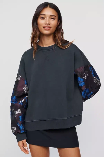 Essentiel Antwerp Kueer Jacquard Balloon Sleeve Sweatshirt In Black