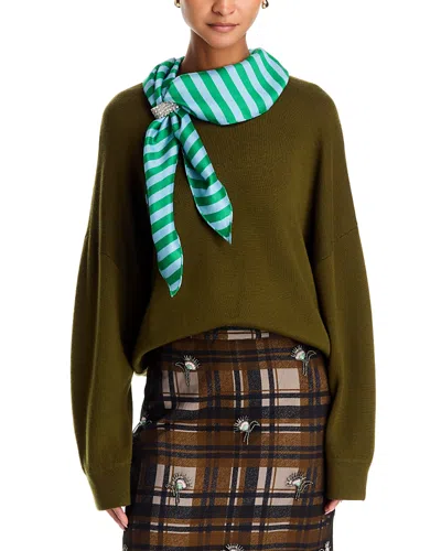 Essentiel Antwerp Kurtis Pullover Sweater And Scarf In Green