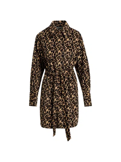Essentiel Antwerp Kustody Belted Leopard-print Mini Dress In Multi