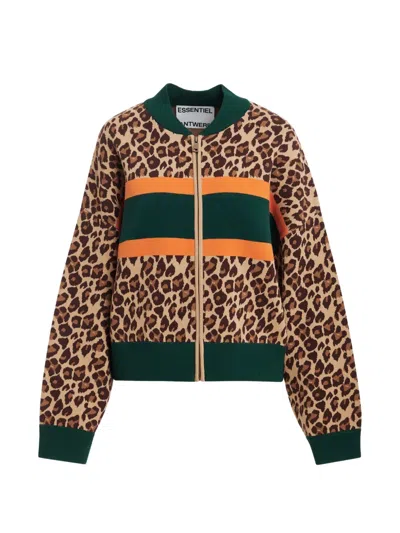Essentiel Antwerp Kutie Cardigan Mit Leopardenprint In Braun
