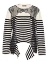 Essentiel Antwerp Lace-insert Striped Sweater In Black