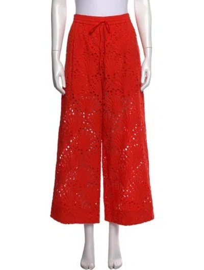 Pre-owned Essentiel Antwerp Lace Pattern Wide Leg Pants In Orange