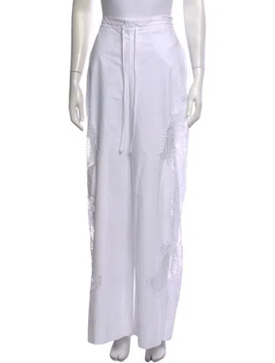 Pre-owned Essentiel Antwerp Lace Pattern Wide Leg Pants In White
