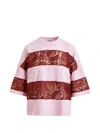 Essentiel Antwerp Lace-striped T-shirt In Multi