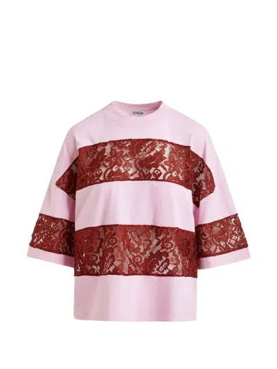 Essentiel Antwerp Lace-striped T-shirt In Multi