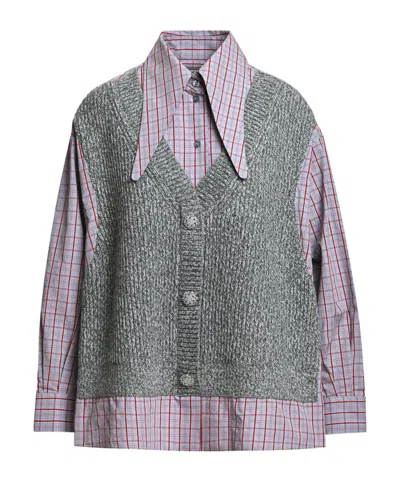 Essentiel Antwerp Layered Knit Vest And Shirt In Multi