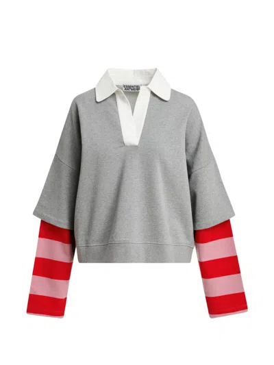 Essentiel Antwerp Sweatshirt Im Layering-look In Grau