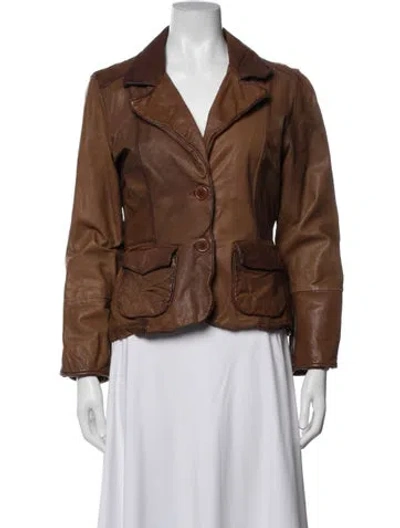Pre-owned Essentiel Antwerp Leather Jacket In Brown
