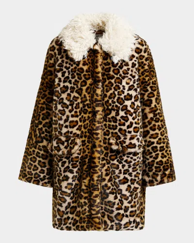 ESSENTIEL ANTWERP LEOPARD-PRINTED FAUX FUR COAT
