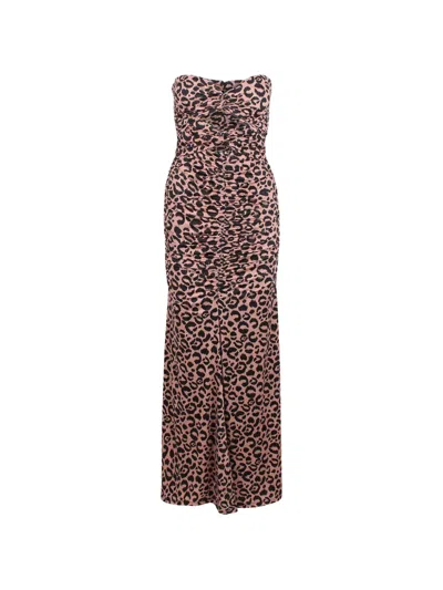 Essentiel Antwerp Leopard-print Cut-out Maxi Dress In Pink