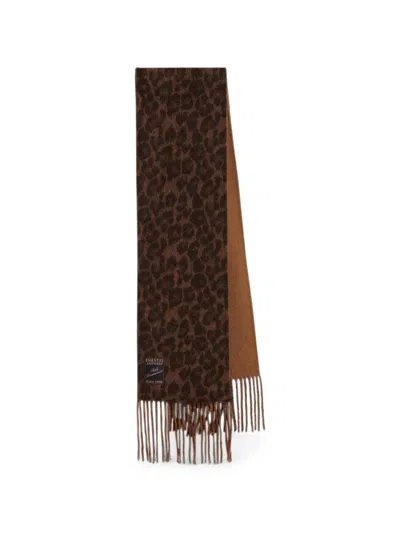 Essentiel Antwerp Leopard-print Fringed Scarf In Brown
