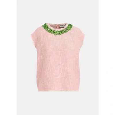 Essentiel Antwerp Light Pink Cotton Field Sleeveless Tweed Top