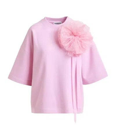 Essentiel Antwerp Light Pink Sweatshirt With Removable Mesh Brooch