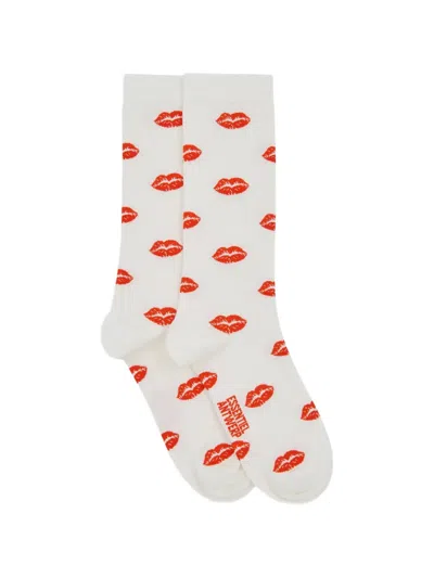 Essentiel Antwerp Lip-print Socks In White