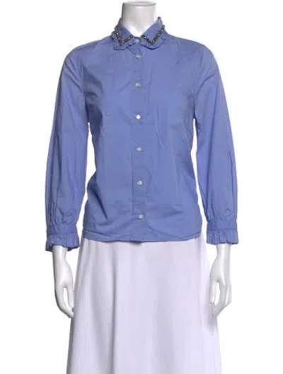 Pre-owned Essentiel Antwerp Long Sleeve Blouse In Blue