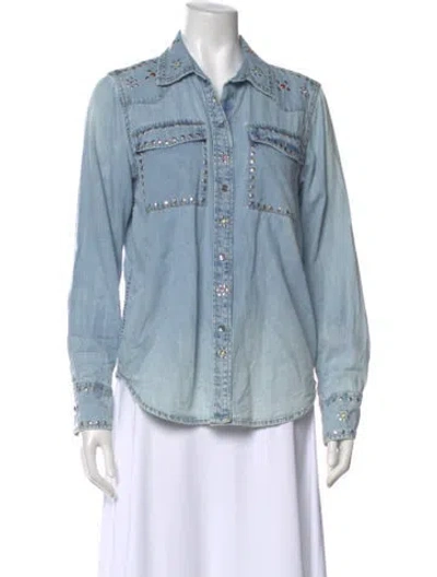 Pre-owned Essentiel Antwerp Long Sleeve Button-up Top In Blue