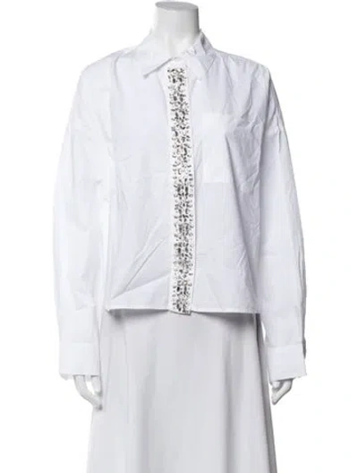 Pre-owned Essentiel Antwerp Long Sleeve Button-up Top In White