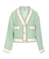 Essentiel Antwerp Hoola Cropped Frige Jacket In White