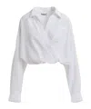 Essentiel Antwerp Wrap-effect Cotton Blouse With Deep V-neck In White