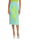 Essentiel Antwerp Light Blue And Mint Green Tule Midi Skirt With Sequin Floral Embroideries In Citronella