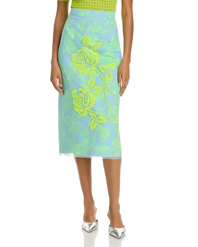 Essentiel Antwerp Mesh Overlay Skirt In Citronella