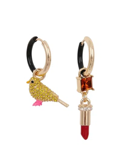 Essentiel Antwerp Mismatched Charm Hoop Earrings In Gold