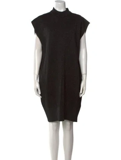 Pre-owned Essentiel Antwerp Mock Neck Knee-length Dress In Black