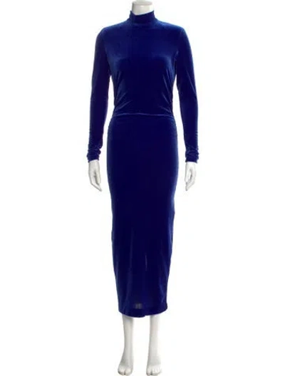 Pre-owned Essentiel Antwerp Mock Neck Long Dress In Blue