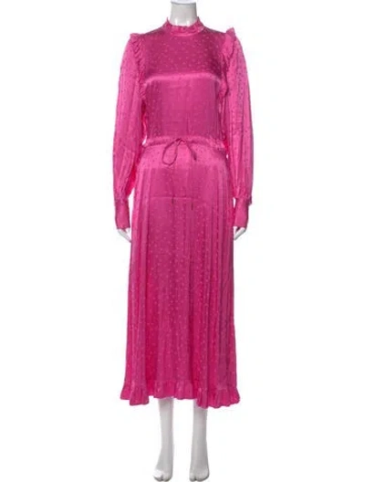 Pre-owned Essentiel Antwerp Mock Neck Long Dress In Pink