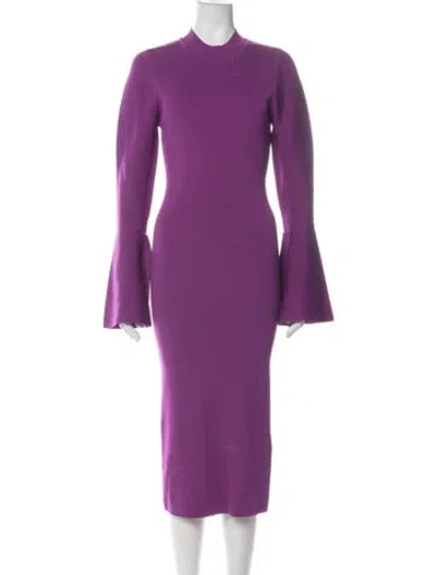 Pre-owned Essentiel Antwerp Mock Neck Midi Length Dress In Purple