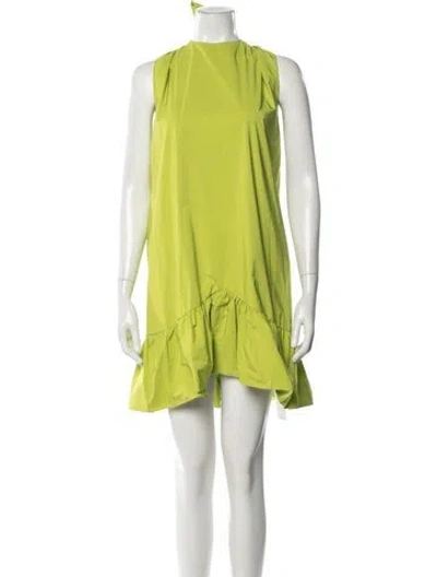 Pre-owned Essentiel Antwerp Mock Neck Mini Dress In Green