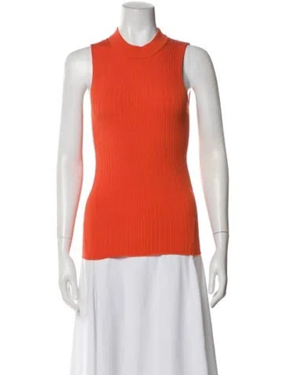 Pre-owned Essentiel Antwerp Mock Neck Sleeveless Top In Orange