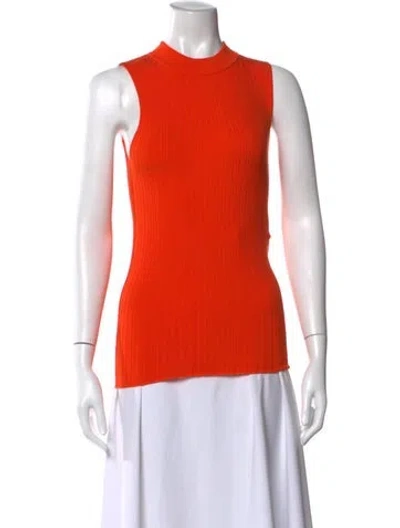Pre-owned Essentiel Antwerp Mock Neck Sleeveless Top In Orange
