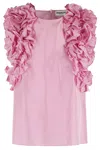 Essentiel Antwerp Multi-ruffle Silk Top With Discreet Zip Closure