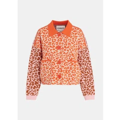 Essentiel Antwerp Multicolour Jacquard Knitted Crop Jacket In Orange