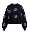 Essentiel Antwerp Navy And Multicolor Cotton Sweatshirt With Floral Sequin And Bead-embellished Embroideries In Black